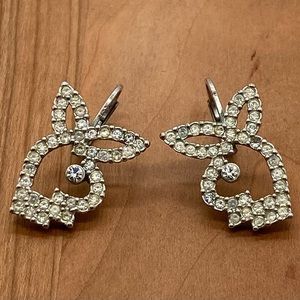 Vintage Crystal CZ Playboy Bunny Earrings